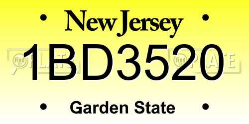 1BD3520 New Jersey License Plate