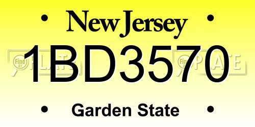 1BD3570 New Jersey License Plate