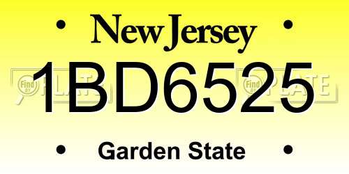 1BD6525 New Jersey License Plate