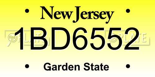 1BD6552 New Jersey License Plate