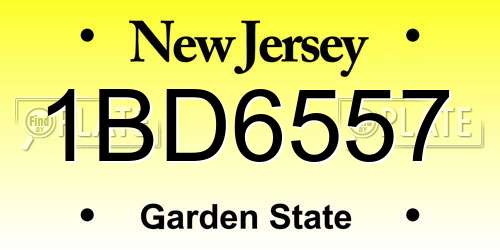 1BD6557 New Jersey License Plate