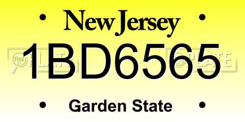 1BD6565 New Jersey License Plate