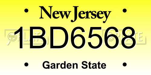 1BD6568 New Jersey License Plate