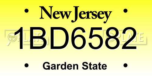 1BD6582 New Jersey License Plate