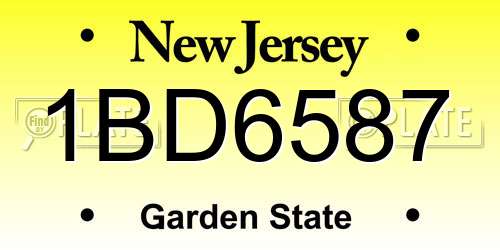 1BD6587 New Jersey License Plate