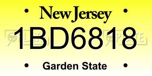 1BD6818 New Jersey License Plate