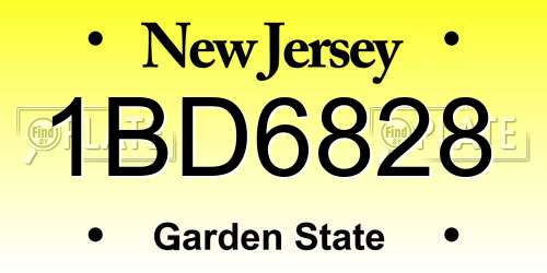 1BD6828 New Jersey License Plate