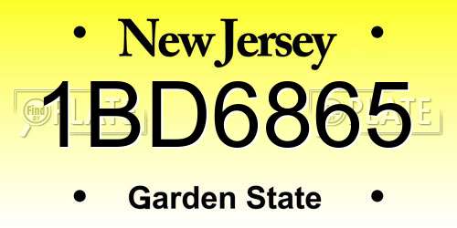 1BD6865 New Jersey License Plate