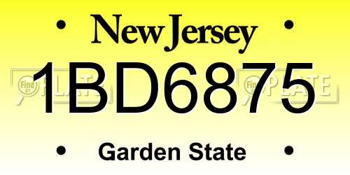 1BD6875 New Jersey License Plate