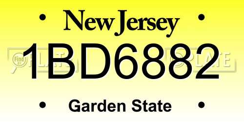 1BD6882 New Jersey License Plate