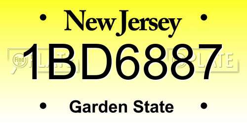 1BD6887 New Jersey License Plate