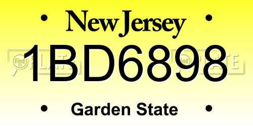1BD6898 New Jersey License Plate