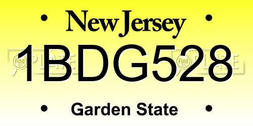 1BDG528 New Jersey License Plate