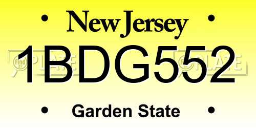1BDG552 New Jersey License Plate