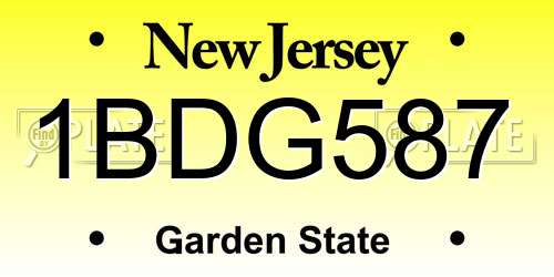 1BDG587 New Jersey License Plate