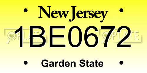 1BE0672 New Jersey License Plate