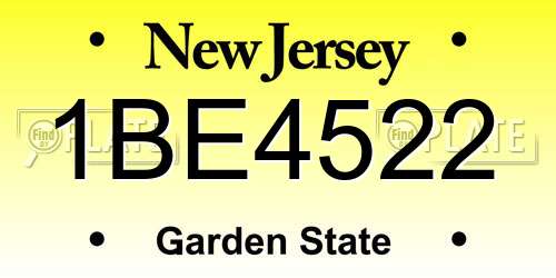 1BE4522 New Jersey License Plate