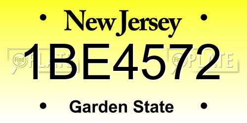 1BE4572 New Jersey License Plate