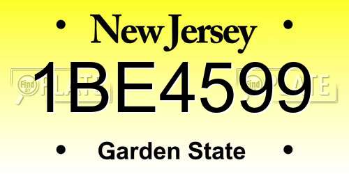 1BE4599 New Jersey License Plate