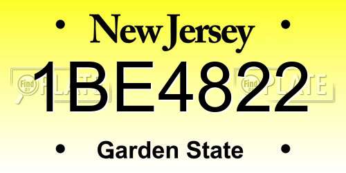 1BE4822 New Jersey License Plate