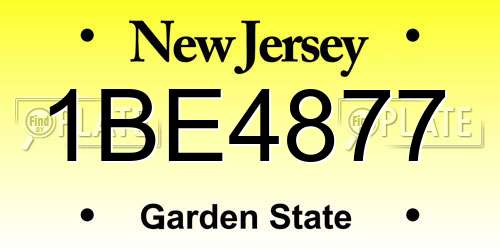1BE4877 New Jersey License Plate