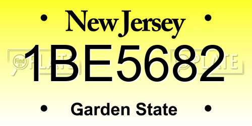 1BE5682 New Jersey License Plate