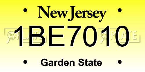 1BE7010 New Jersey License Plate