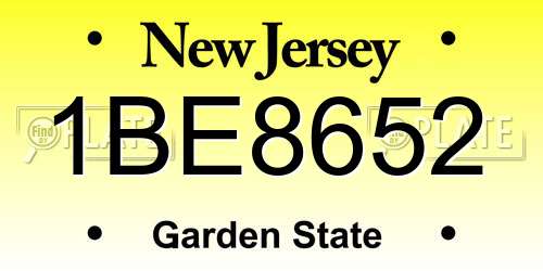 1BE8652 New Jersey License Plate