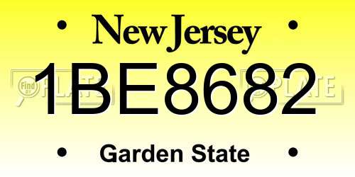 1BE8682 New Jersey License Plate