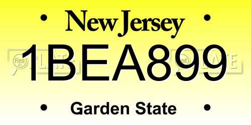 1BEA899 New Jersey License Plate