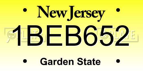 1BEB652 New Jersey License Plate