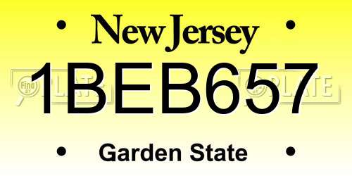 1BEB657 New Jersey License Plate