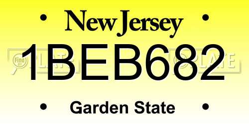 1BEB682 New Jersey License Plate