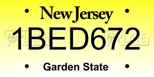 1BED672 New Jersey License Plate