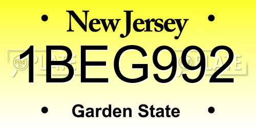 1BEG992 New Jersey License Plate