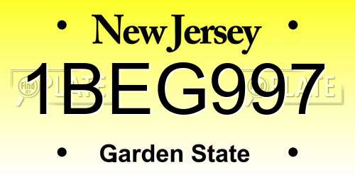 1BEG997 New Jersey License Plate