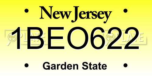 1BEO622 New Jersey License Plate