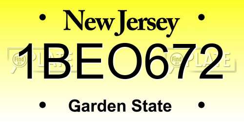 1BEO672 New Jersey License Plate