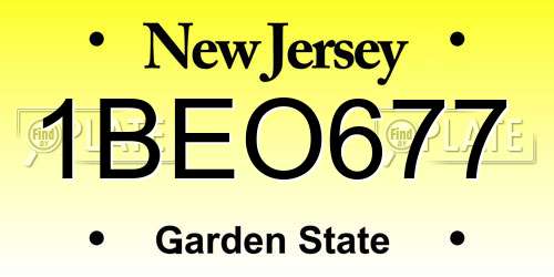1BEO677 New Jersey License Plate