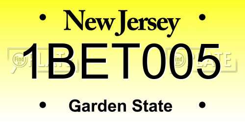 1BET005 New Jersey License Plate