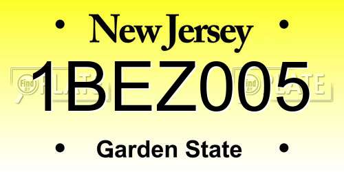 1BEZ005 New Jersey License Plate