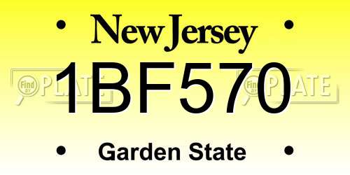 1BF570 New Jersey License Plate