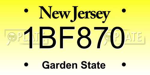 1BF870 New Jersey License Plate