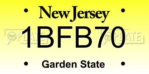 1BFB70 New Jersey License Plate