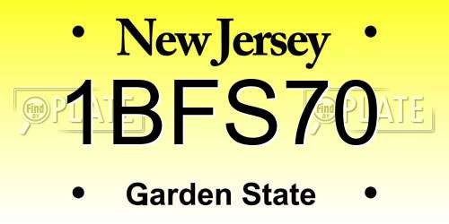 1BFS70 New Jersey License Plate