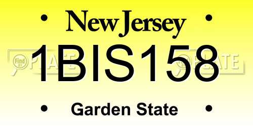 1BIS158 New Jersey License Plate