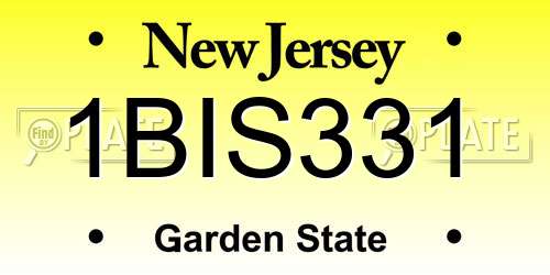 1BIS331 New Jersey License Plate