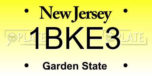 1BKE3 New Jersey License Plate