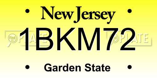 1BKM72 New Jersey License Plate