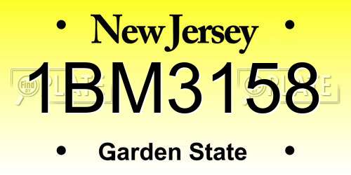 1BM3158 New Jersey License Plate